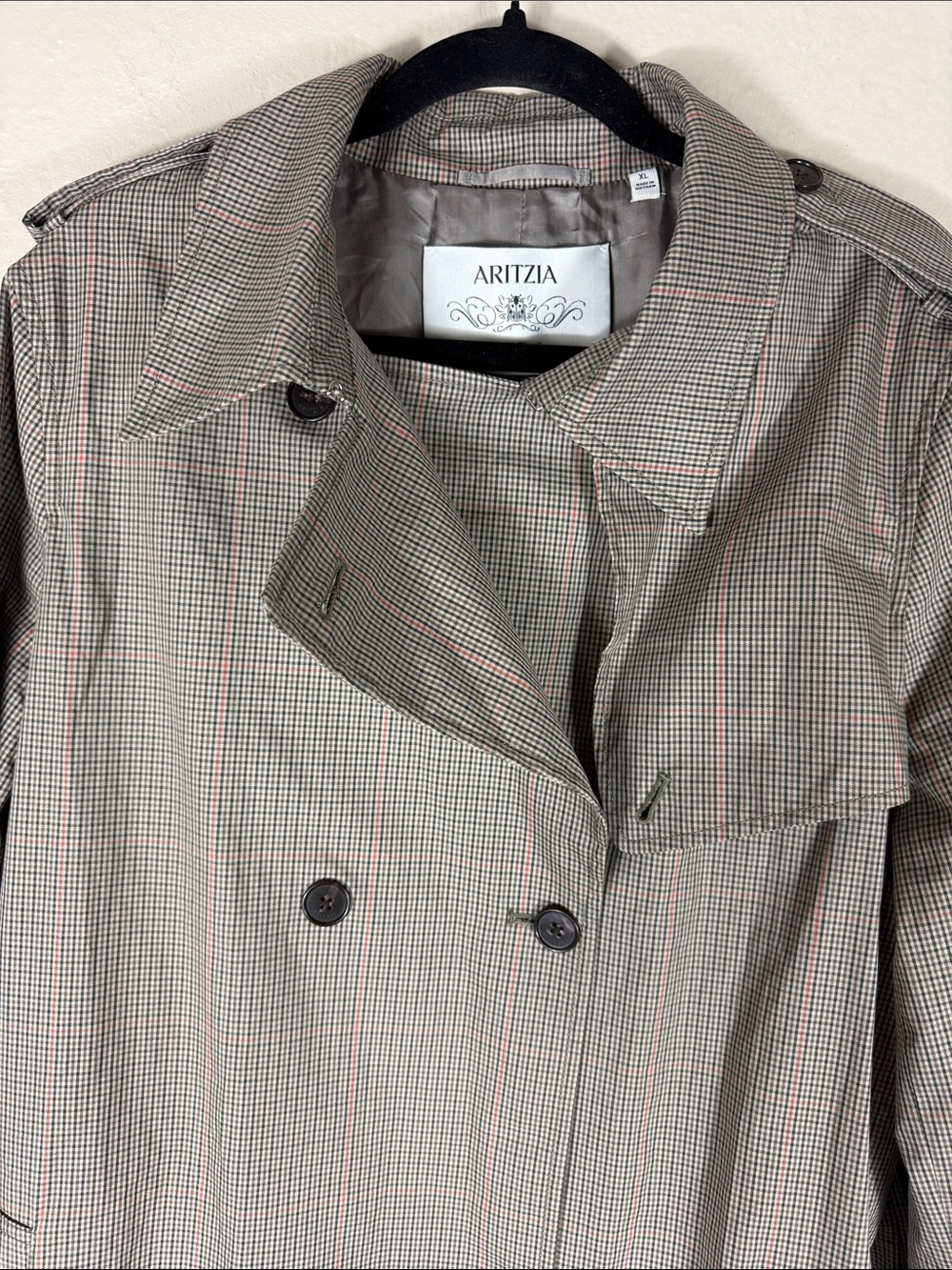 Aritzia The Finch Trench Coat City Twill Plaid - Picture 9 of 13